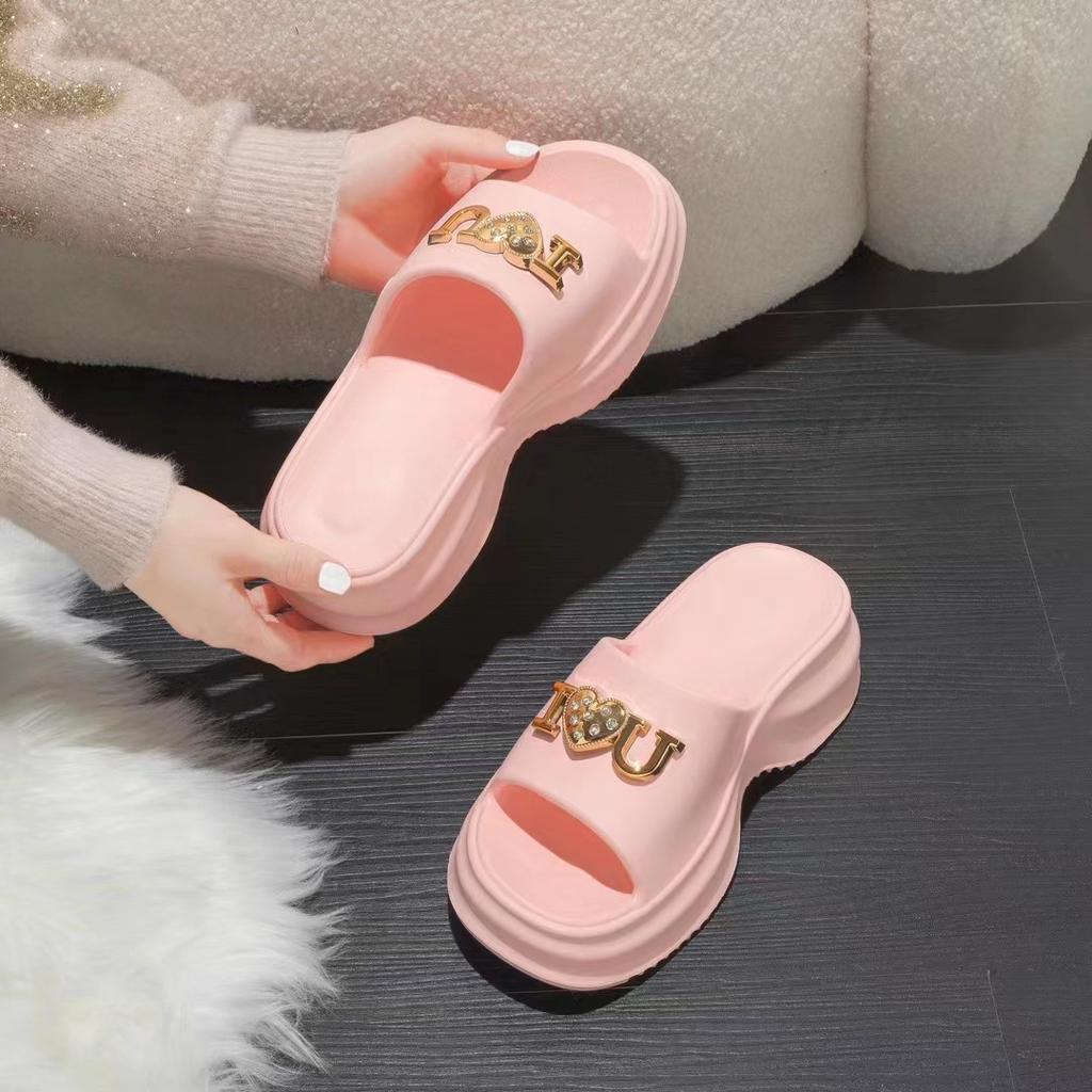 EVA thick-soled women's slippers summer home indoor soft-soled high-elastic slippers bathroom bath cold flower buckle slippers