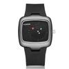 Unique Turntable Black White Square Quartz Men Watch Wristwatch Men Creative Time Code Rubber Band Watch