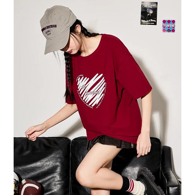TonLion Women s Graffiti Heart Short Sleeve T-shirt M
