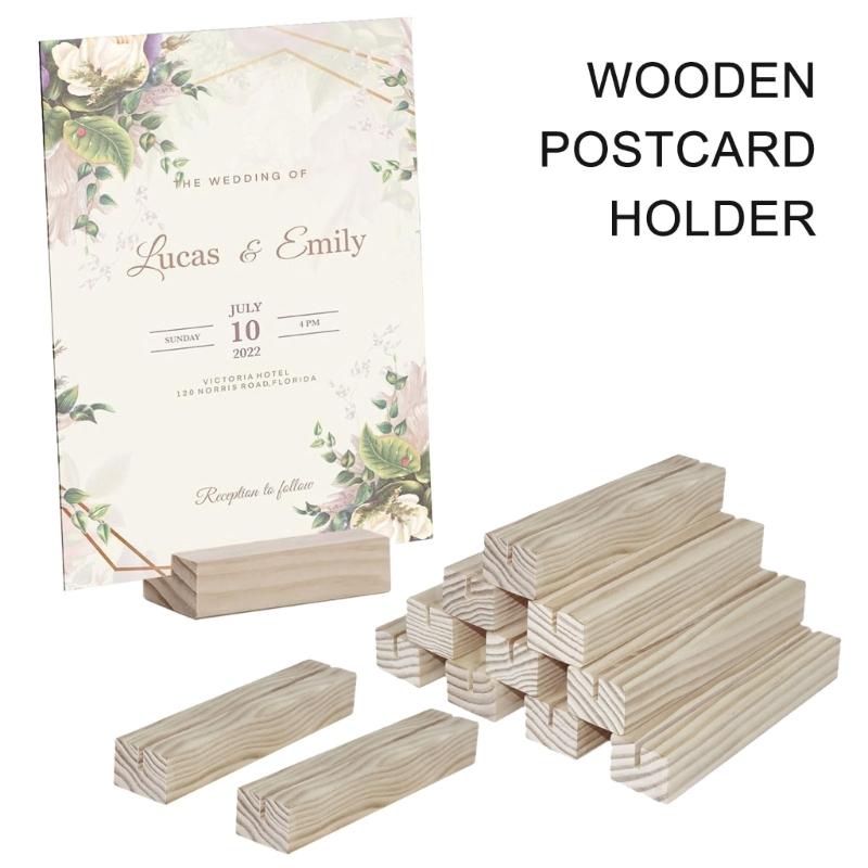 Set of 12 Natural Wood Card Stands Photo and Postcard Display Base for Home Decoration Stylish Picture Holders Shelf