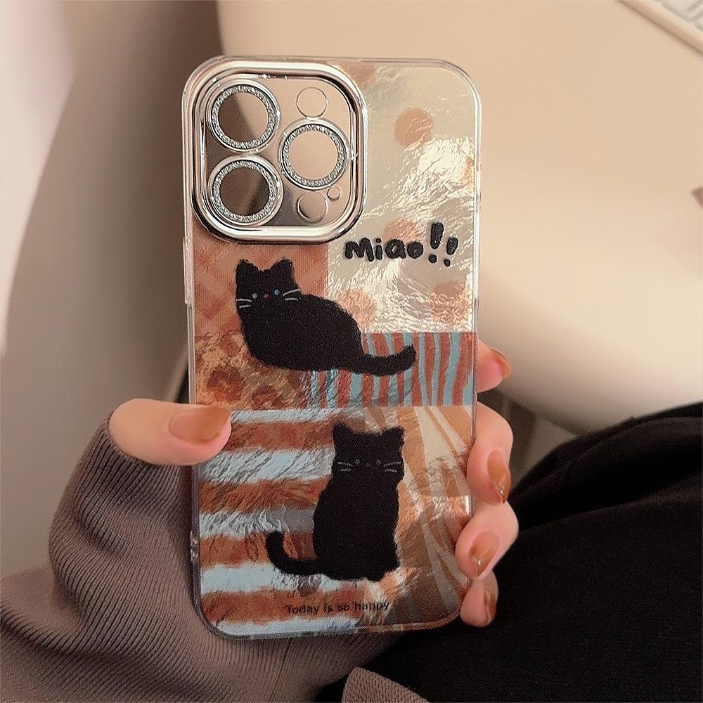 Leopard Print Cat Mobile Phone Case Suitable for 17 Apple 16pro Max Lens Film Iphone13 Anti-fall 12 Retro 15