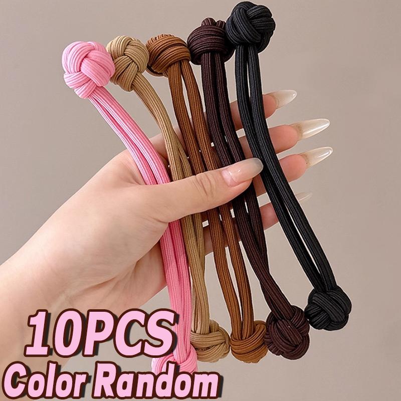 2/10 Piezas Gomas Elásticas para el Pelo Anudadas para Mujeres Alta Elasticidad Cuerda para la Cabeza de Chica de Moda Coletero Accesorios para el Cabello
