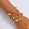 Trendy Sweet Red Cherry Strawberry Bracelet for Women, 18K Gold Plated Stainless Steel Charm Bracelet,No-fading Delicate Jewelry