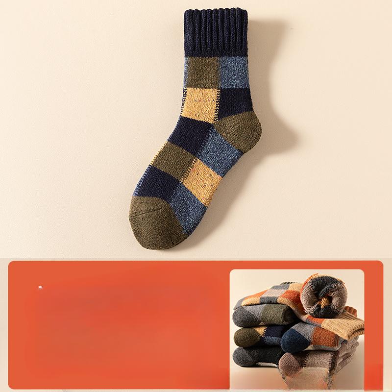 5 Pairs of Men's Autumn and Winter Thick and Velvet Warm Wool Ring Wool Tube Socks