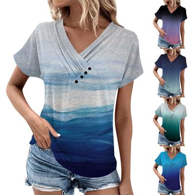 Top Estivi da Donna Motivo Floreale Per Donna Scollo a V Manica Corta Comodi Top da Donna Magliette Oversize