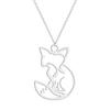Kinitial Stainless Steel Women's Animal Fox Charm Pendant Necklace Hollow Animal Jewelry