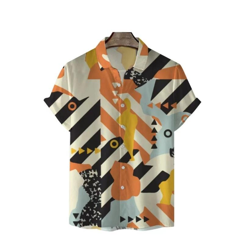 Hawaiian Short Sleeve Shirts For Men Summer Anime Style Graphic Print Cartoon Floral Oversized Original Harajuku Luxury Goth New