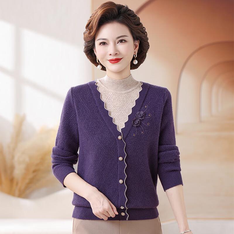 Women's V-Neck Fleece-Lined Winter Sweater