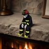 Shelf Sitter Decoration 3D Printed Firefighter Skeleton Sitter, Gothic Fireman Soldier Robed Warrior Spirit Ornament Figurine, Collectible for