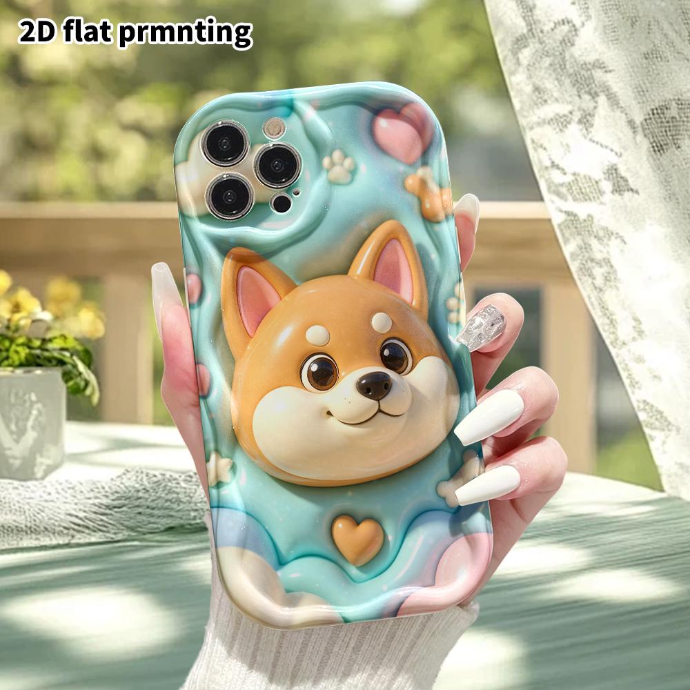 Phone case: 2D flat design suitable for iPhone 18 17 16 15 14 13 Pro protective case, Shiba Inu head, perfect Christmas and Halloween holiday gift