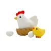 A Small and Fresh Chicken Family, A Brooding Chicken, A Hen, A Chick, An Egg Figurine, A Micro-landscape Gardening Scene Figurine