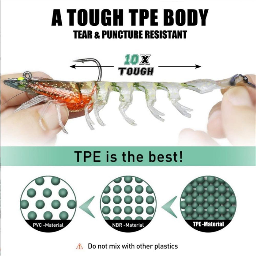 Artificial Luminous Shrimp Lure Soft Silicone Bait 1Pc 9cm 12g with Overweight Ultra-sharp Hook TPE Material Fish Accessories