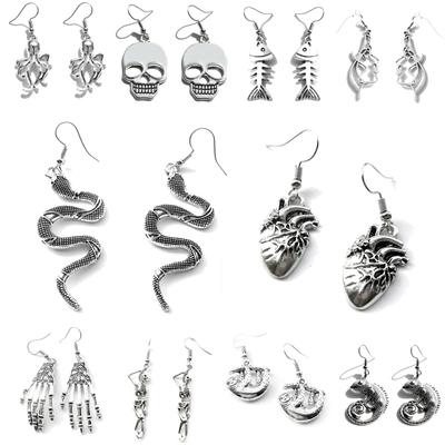Women Earrings Fashion Skull UFO Zombie Grim Reaper Octopus Bear Drop Simple Cool Cute Zircon Handmade Girls Gift