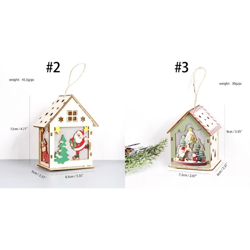 Illuminated Wooden Cottage Ornament Christmas Tree Hanging Decoration For Mantels Door Window Holiday Party Decoration