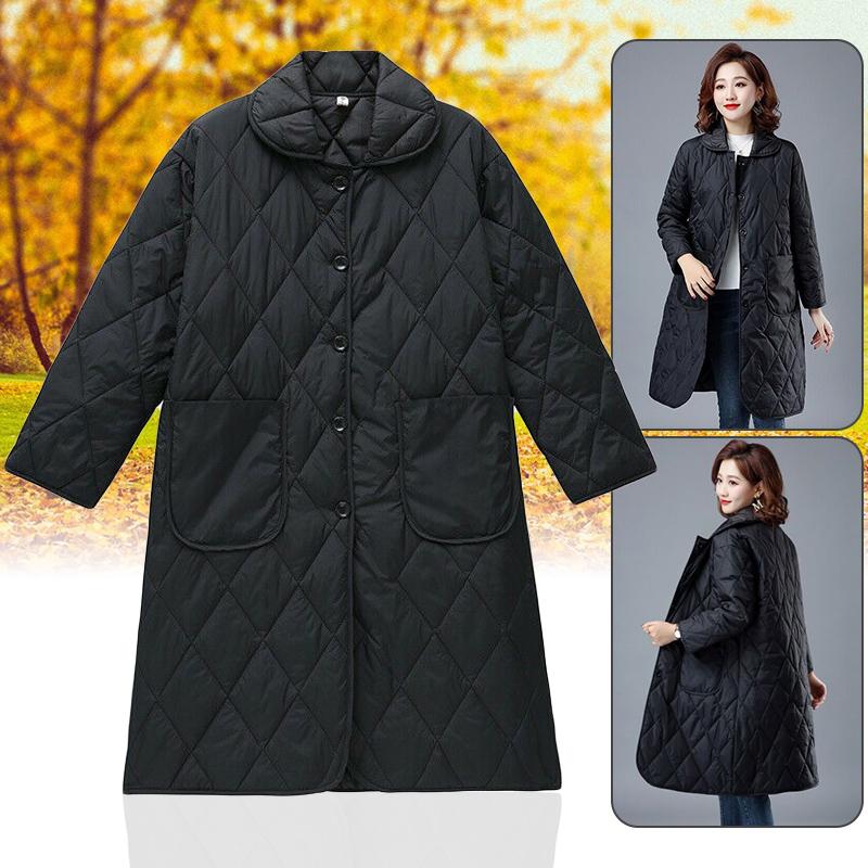Herfst Winter Jas Dames Lange Jas Femme Gewatteerde Parka's Gewatteerd Lichtgewicht Oversized Bovenkleding Zwart Vrouwelijk