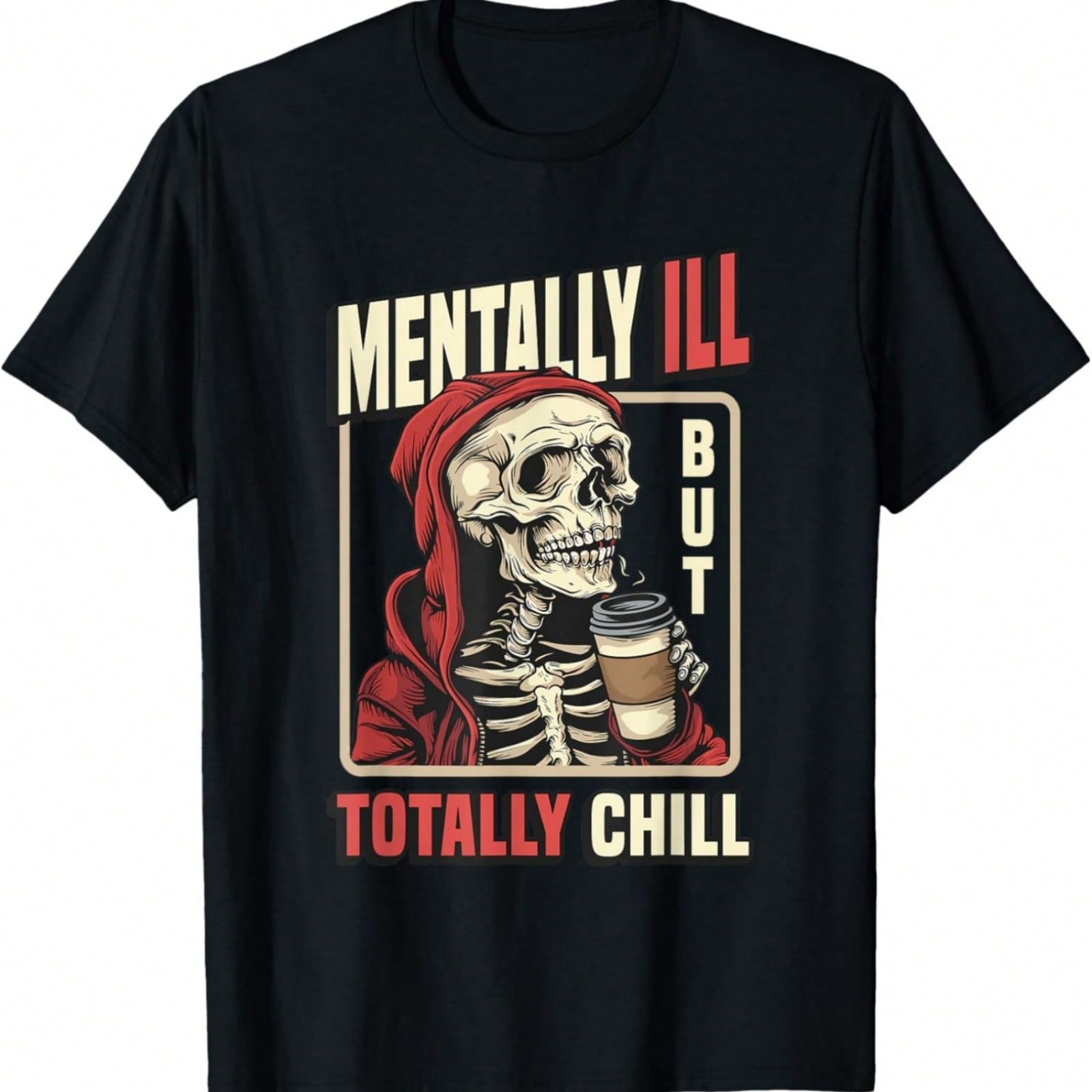 tally Ill But Totally Chill Leopard Messy Bun Skeleton T-Shirt S разноцветный