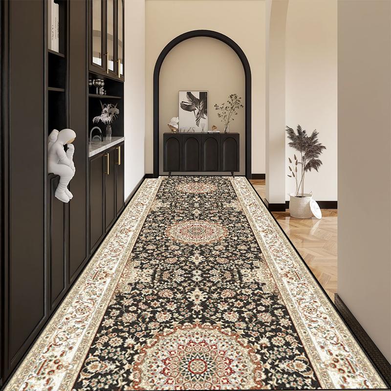 Persian Retro Long Runners Carpet Light Luxury Decoration Home Doorway Corridor Rugs Custom Stair Hall Passageway Non-slip Mat
