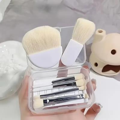Set di pennelli da trucco da viaggio da 6 pezzi Portatile Pennello per principianti Mini cipria libera Contour Correttore Pennello a punti per colore