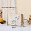 Hand-Painted Graffiti Canvas Tote Bag - Yellow Linen Logo Pattern