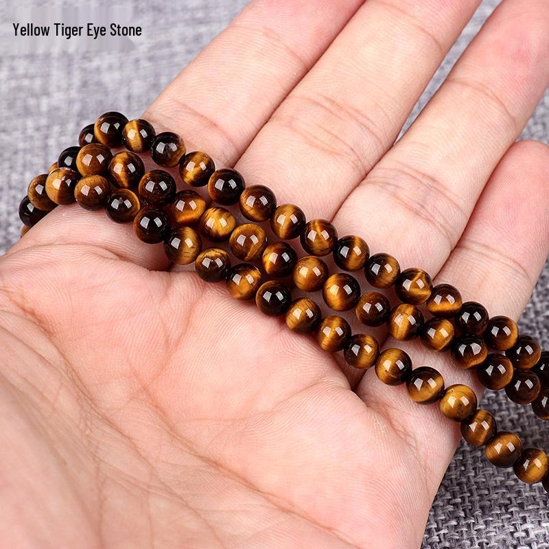 Yellow Tiger Eye and Red Tiger Eye Loose Beads for DIY Bracelet Jewelry Accessories