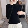 Lace semi-turtleneck bottoming shirt women's autumn and winter inner twist pearl chic top knitted sweater women's long-sleeved slim-fit
