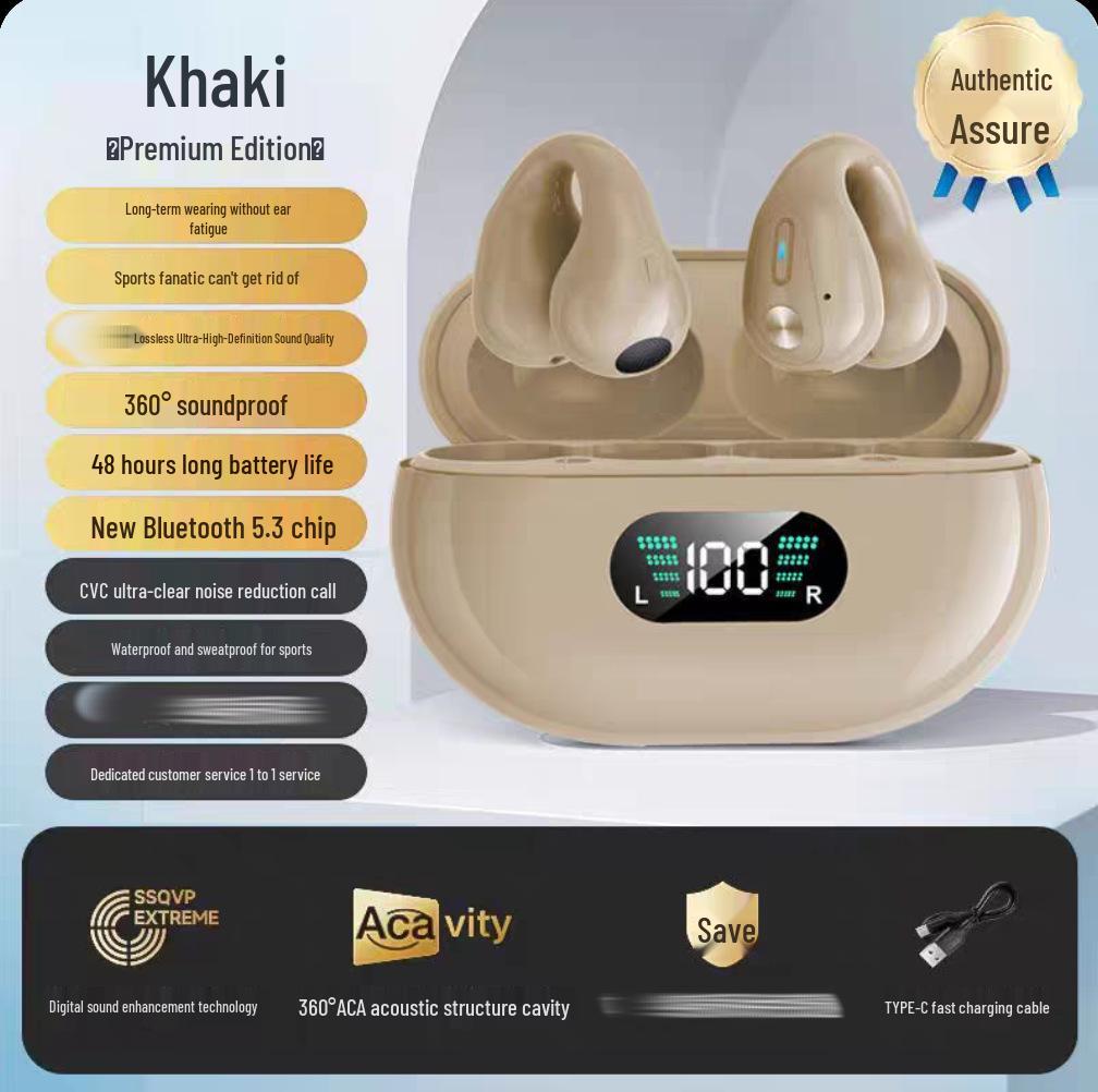 Q80 Bone Conduction Clip-on Bluetooth Earbuds - HD Display, Long Battery Life, Comfortable Fit, High-Quality Sound.