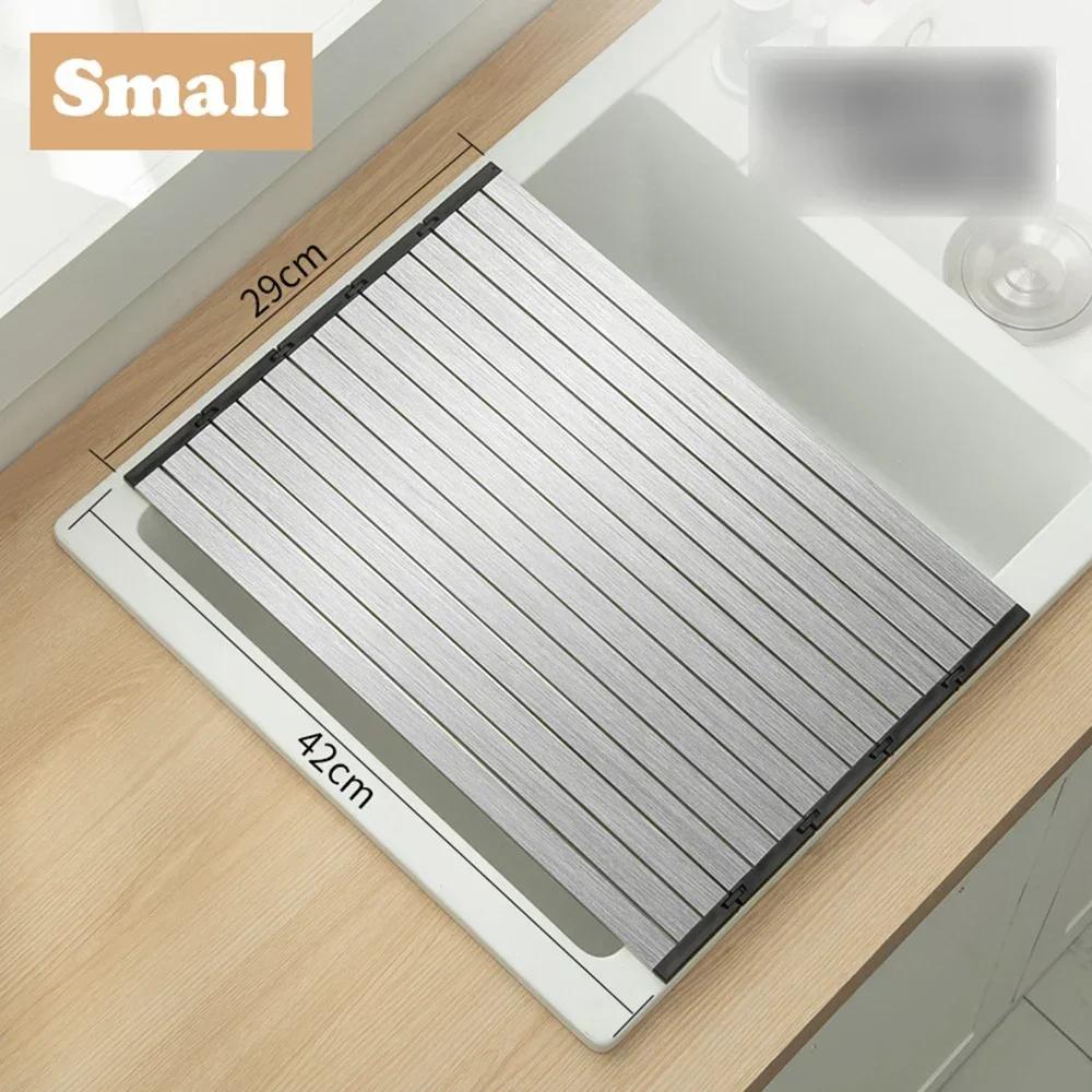 

304 Stainless Steel Dish Drainer Roll Up Dish Drying Rack Shelf Folding Cutting Board Sink Washbasin Chopping Board Kitchen Tool