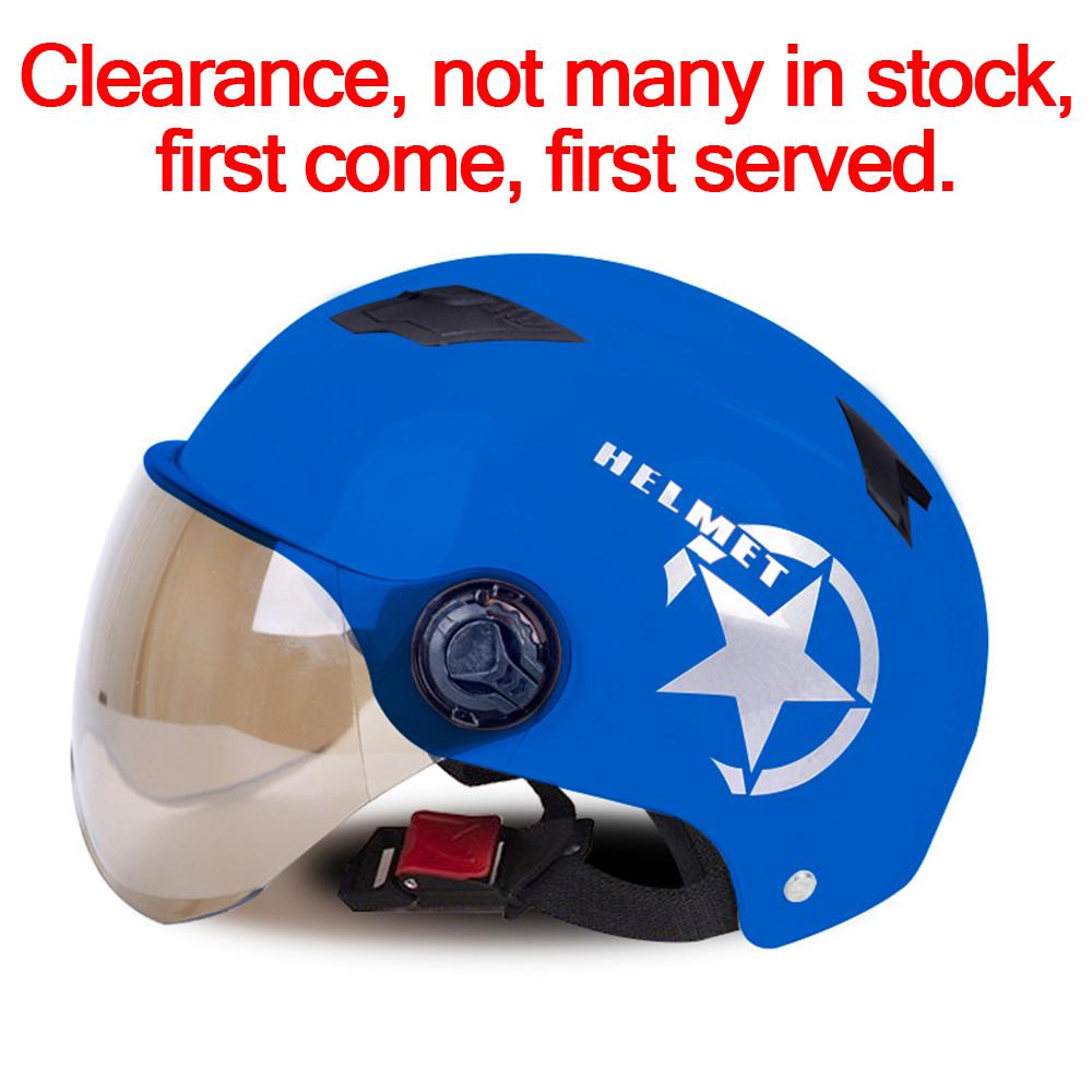 Men Motorcycle Helmet,Woman Electric Motor Car Scooter Bike Open Face Half Helmet,Anti-UV Safety Hat Bicycle Cap with Goggles