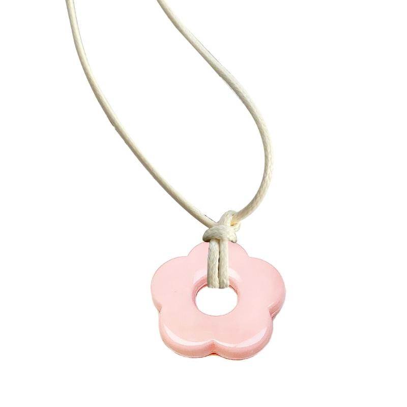 

Acrylic Flower Pendant Charm Necklace Wax Line Clavicle Chain Sweet Fashion Choker Neckchain Jewelry Gift for Women Girl