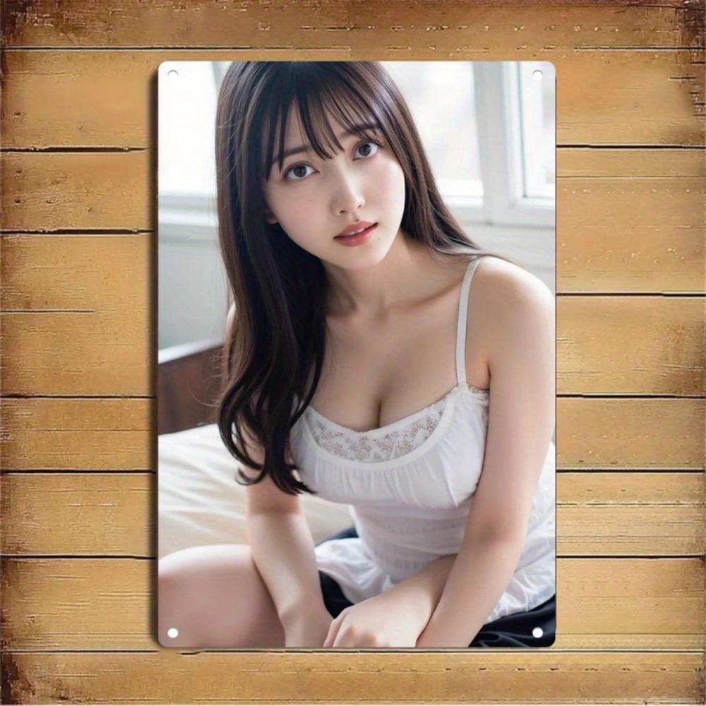 Metal Sign Anime Art Female Character Iron Poster for Home Bar Cafe Man Cave Comic Style Christmas Gift for Fans