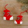 Gestrickter Weihnachts-Stiefel-Anhänger Bunter Weihnachtsbaum-Anhänger Frohe Weihnachten Dekoration