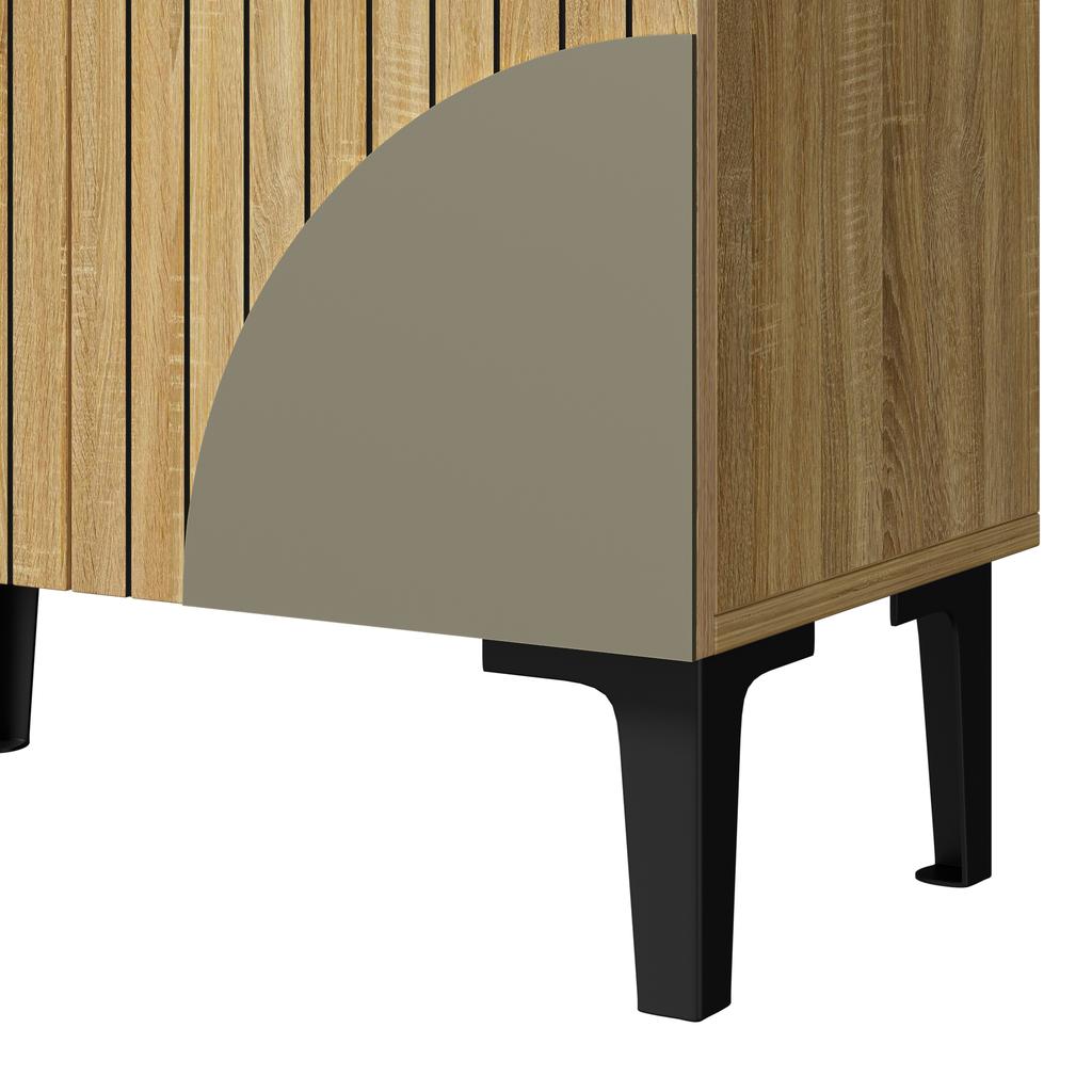 Modern Wooden Shoe Cabinet with Doors – Space-Saving Shoe Organizer with Shelf Compartments, Storage & Black PVC Frame, Elegant Design for Hallway