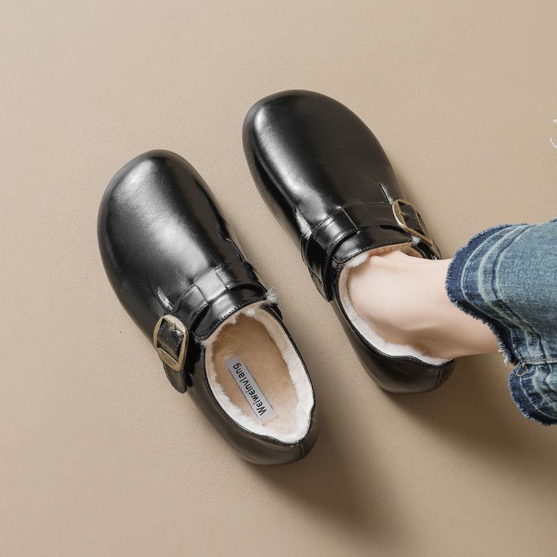 Women's Thick-soled, Retro, Insole Height-increasing and Warm Shoes with Fleece