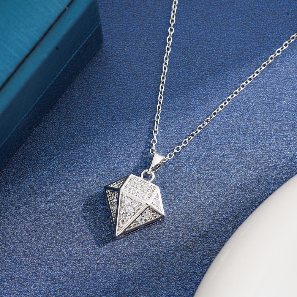 Women s Cross Diamond Geometric Necklace: Stylish Copper Micro-Inlaid Design