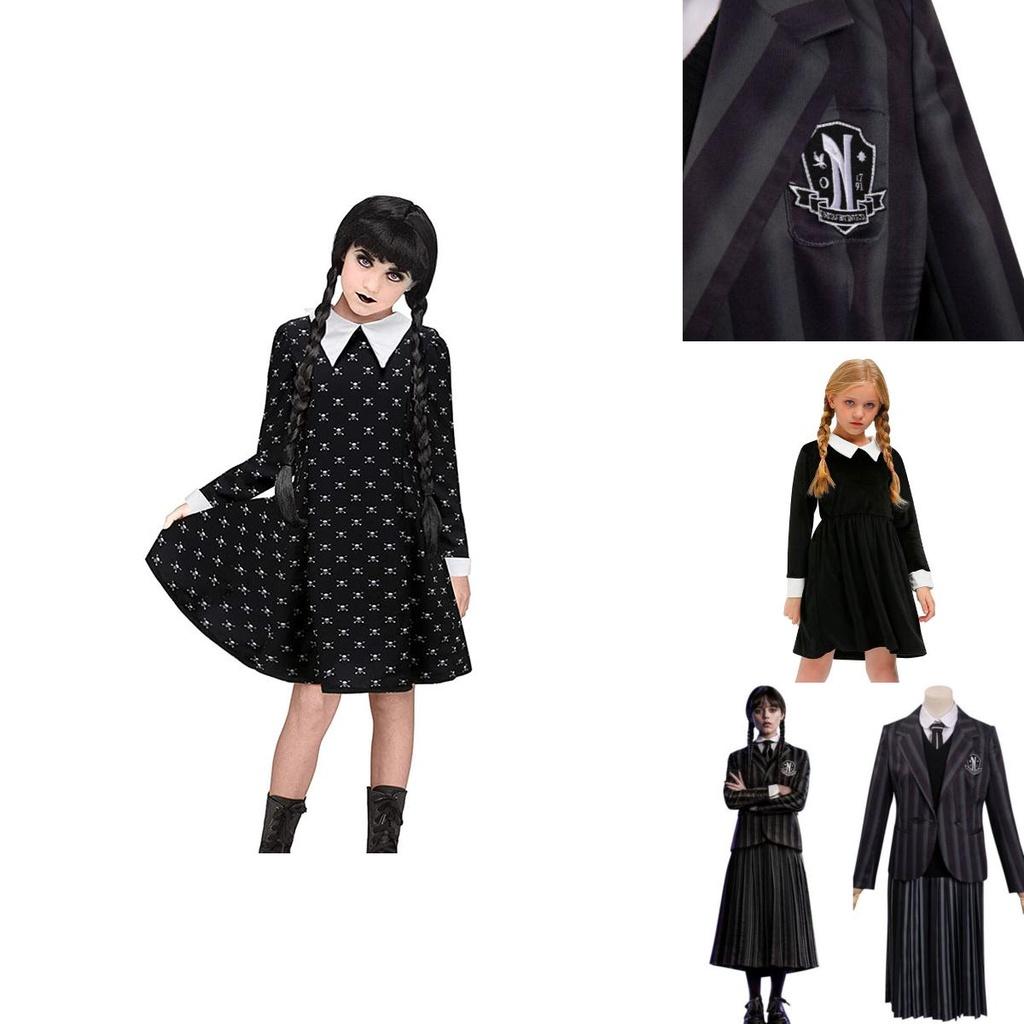 Wednesday Addams School Uniform Girls Kids Dress Cosplay Halloween Xmas Party