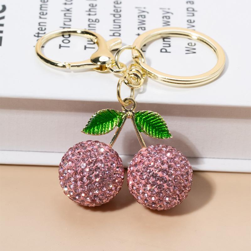 Portachiavi Ciliegia con Strass di Lusso Portachiavi Ciliegia Scintillante Creativo Raffinato Ciondolo per Borsa Fascino Personalizzato per Borsa Regali di Compleanno