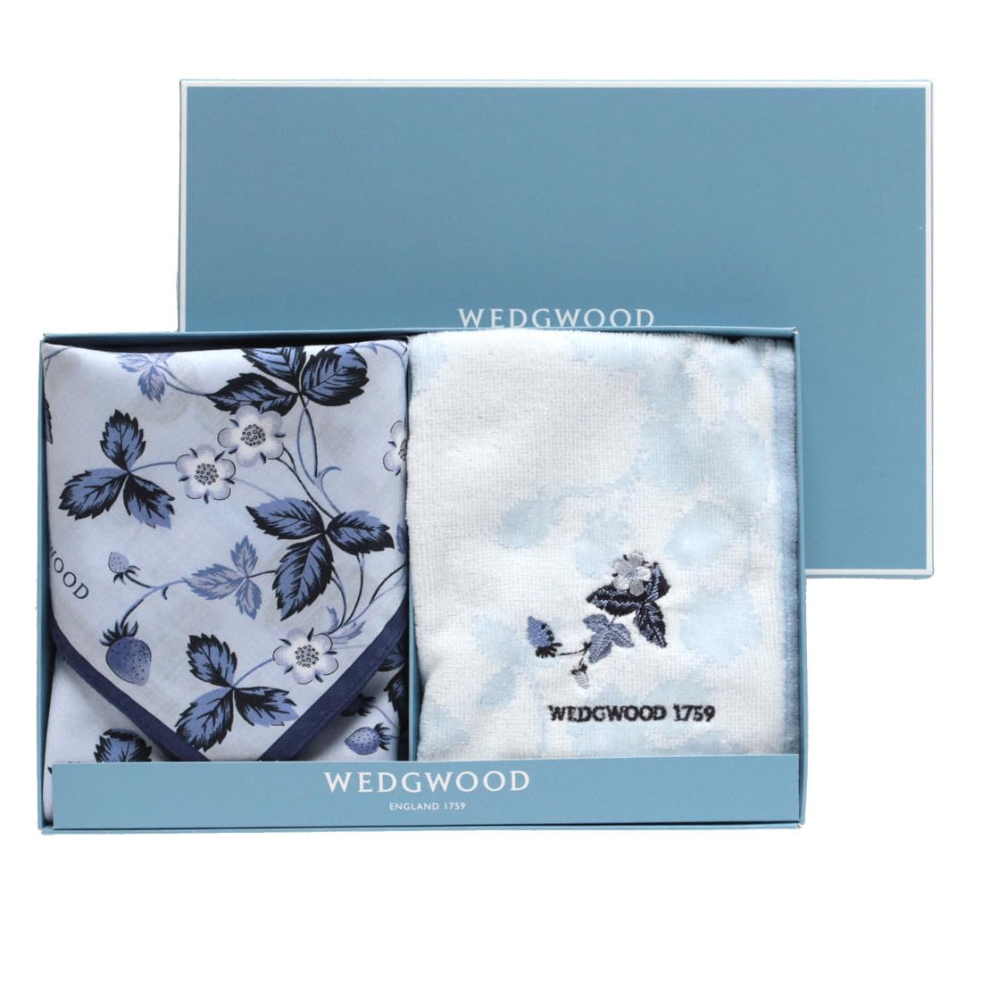 

Wedgwood Printed Handkerchief & Towel, Wild Strawberry, Ink Blue, 138161-0001-01 (Brand Gift Box Included)