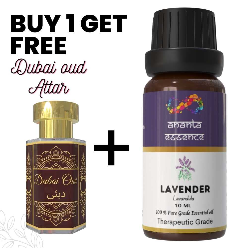 Olio Essenziale di Lavanda 10 ml per Aromaterapia e Profumazione Casa con Attar di Oud di Dubai da 5 ml Gratuito | Olio Essenziale per Diffusore
