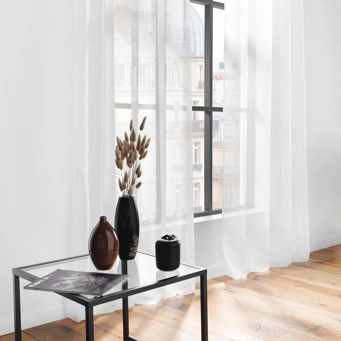 Rideau Voilage - Paris Prix - Lisséa - 140x240 cm - 100% Polyester - Blanc - Lavable à 30°C