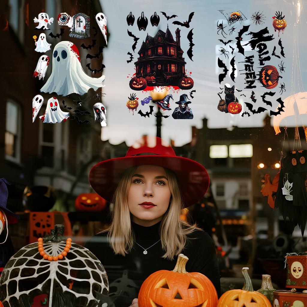 Halloween Decorations Horror Static Stickers Creative Death Glass Stickers