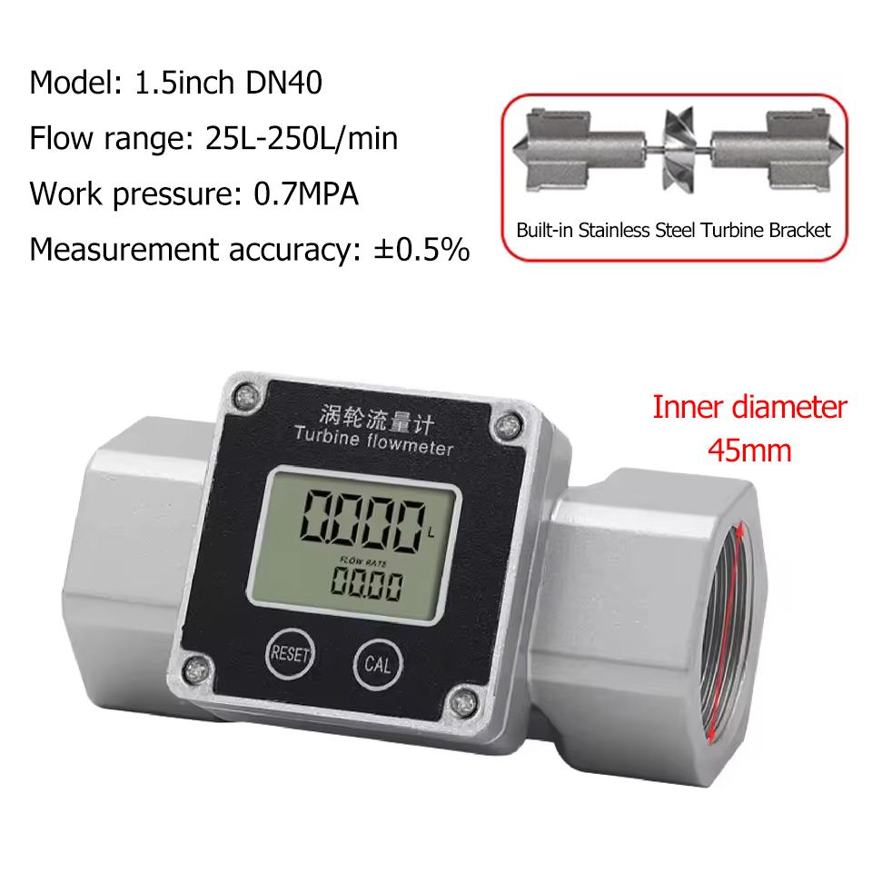 1inch/1.5inch/2inch Electronic Liquid Flow Meter High Precision Stainless Steel Turbine Flowmeter for Water Diesel Petrol Fuel