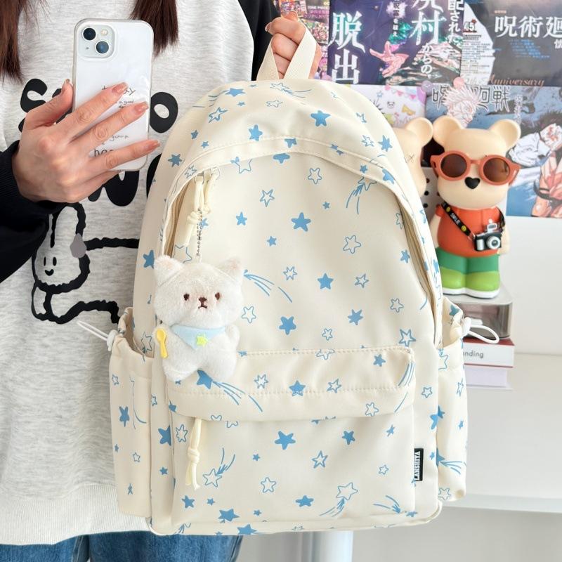 Schoolbag New Small Fresh Schoolbag for Girls, Simple Small Floral Backpack, Light and Large-capacity High School Backpack