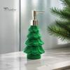 Cute Holiday Bathroom Accessories Christmas Tree Soap Dispenser, Flocking Effect Refillable Lotion Flocked Decor for Sink Pump Bottle, Reusable