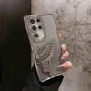 Suitable for Samsung S25ULTRA Electroplated Rhinestone Frame Glitter Butterfly Stand Mobile Phone Case A55 Full Inclusive Lens Film