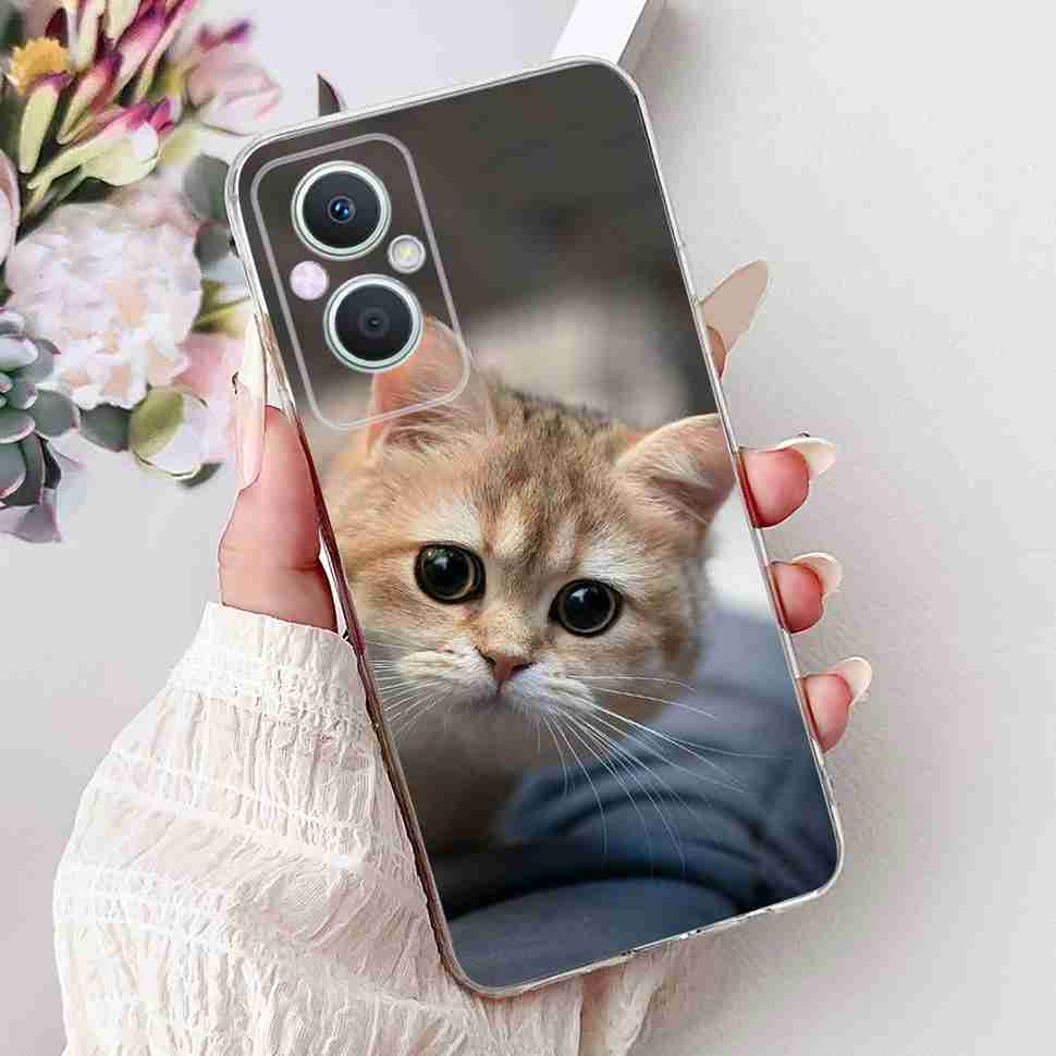For Oppo A96 5G 6.43" PFUM10 Case PHA120 Luxurious Love Cute Cat TPU Soft Silicone Cover For Oppo Reno7 Z 5G CPH2343 Phone Shell