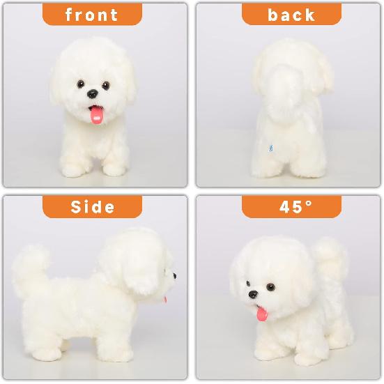Plush Interactive Maltese Simulation Dog- Puppy Dog Toy for Kids-with Walking, Barking, Wagging Tail & Talking- Robotic Present Pet Toy for Toddler