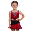 Kinder Mädchen Farbblock Latin Dance Crop Top Breite Schulterträger Quasten Strasssteine mit elastischem Bund Rock für Tango Rumba Gesellschaftstanz Performance
