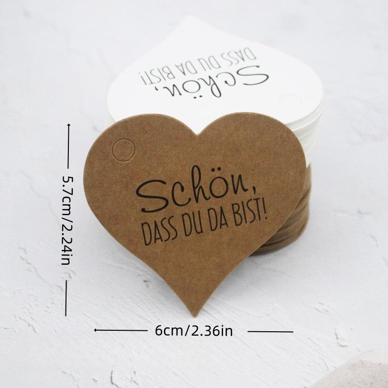 100pcs In Stock Hanging Tag German Heart Thank You Valentine's Day Kraft Paper Heart Tag Label Gift