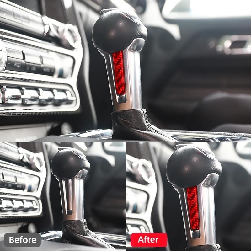 For Ford Mustang GT 2015-2021 Accessories Carbon Fiber Interior Car Gear Lever Both Sides Trim Cover Trim Sticker Decal Decor