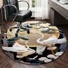 1pc Anime Crane Design Round Carpet Office Chair Mat, Non Slip Rug for Home Decor, Gift, Office, Living Room, Bedroom